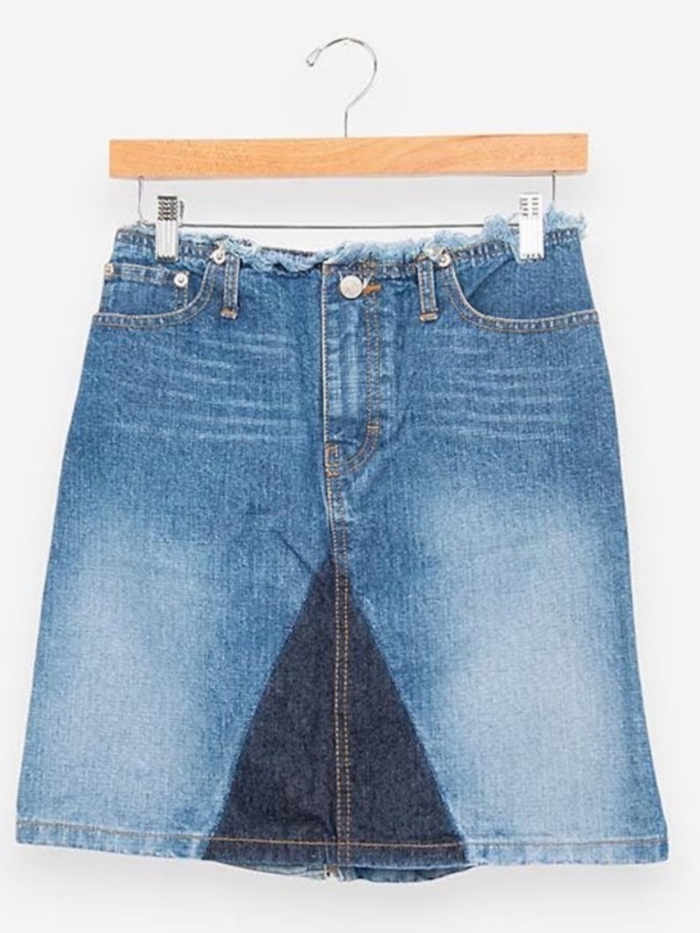 vintage 90s/y2k jordache denim jean triangle print mini skirt size small-medium